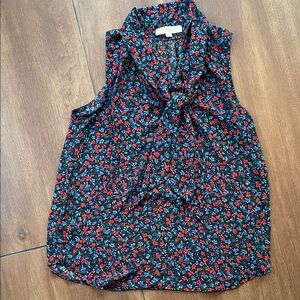 LOFT floral Sleeveless Top - Red and Blue, medium